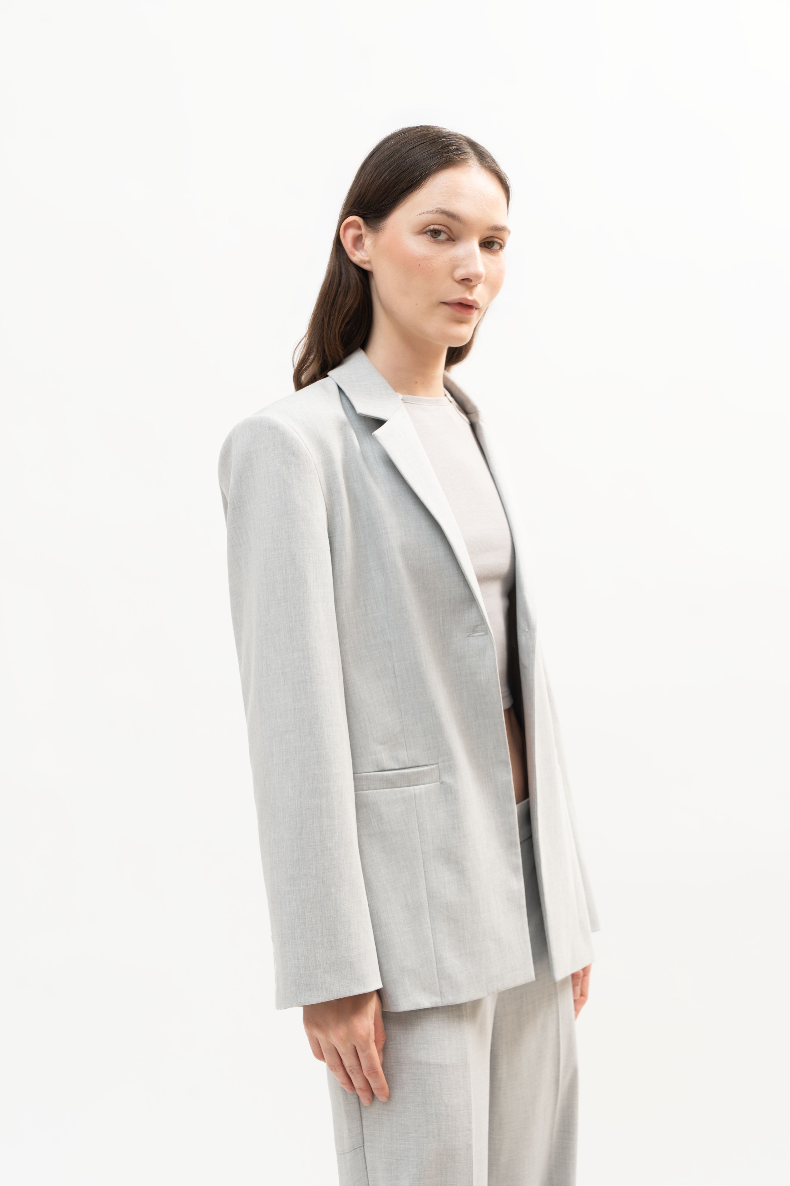Manhattan Blazer in Stone Gray - ODNE